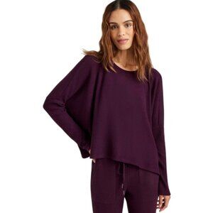 138$ Splendid London Lounge Ribbed Crew Neck Tee Top Women's XS Plum Purple